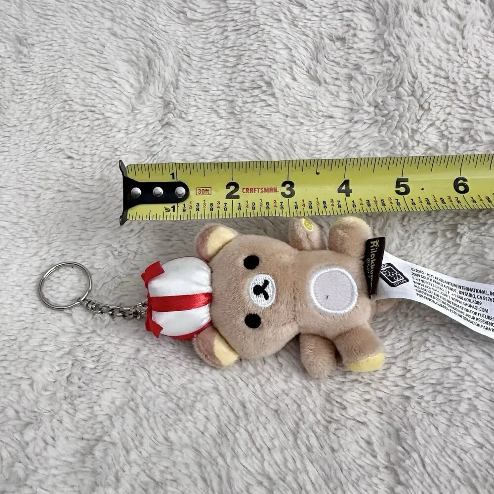 San X Rilakkuma Bag Charm Keychain Present On Head Holiday 3” Plush